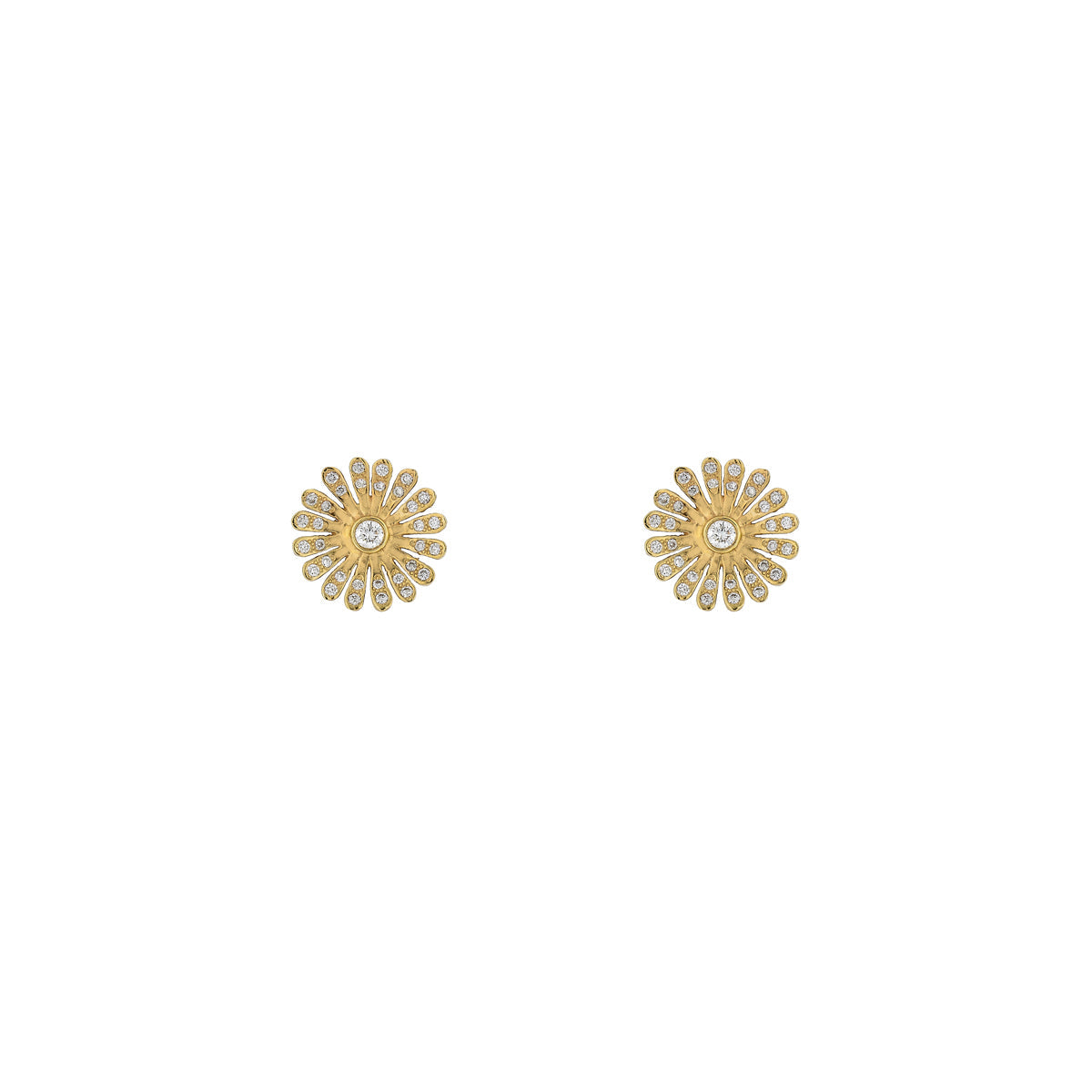 A pair of our Gold and Diamond Daisy Stud Earrings