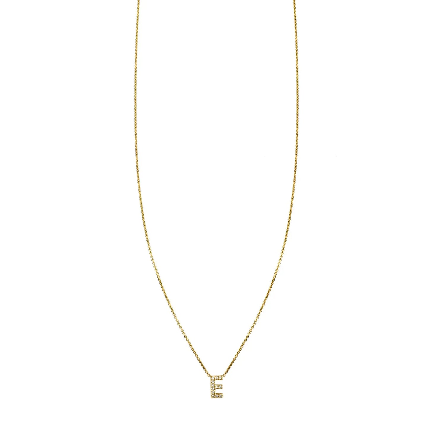 Pave Diamond Letter E Initial Necklace