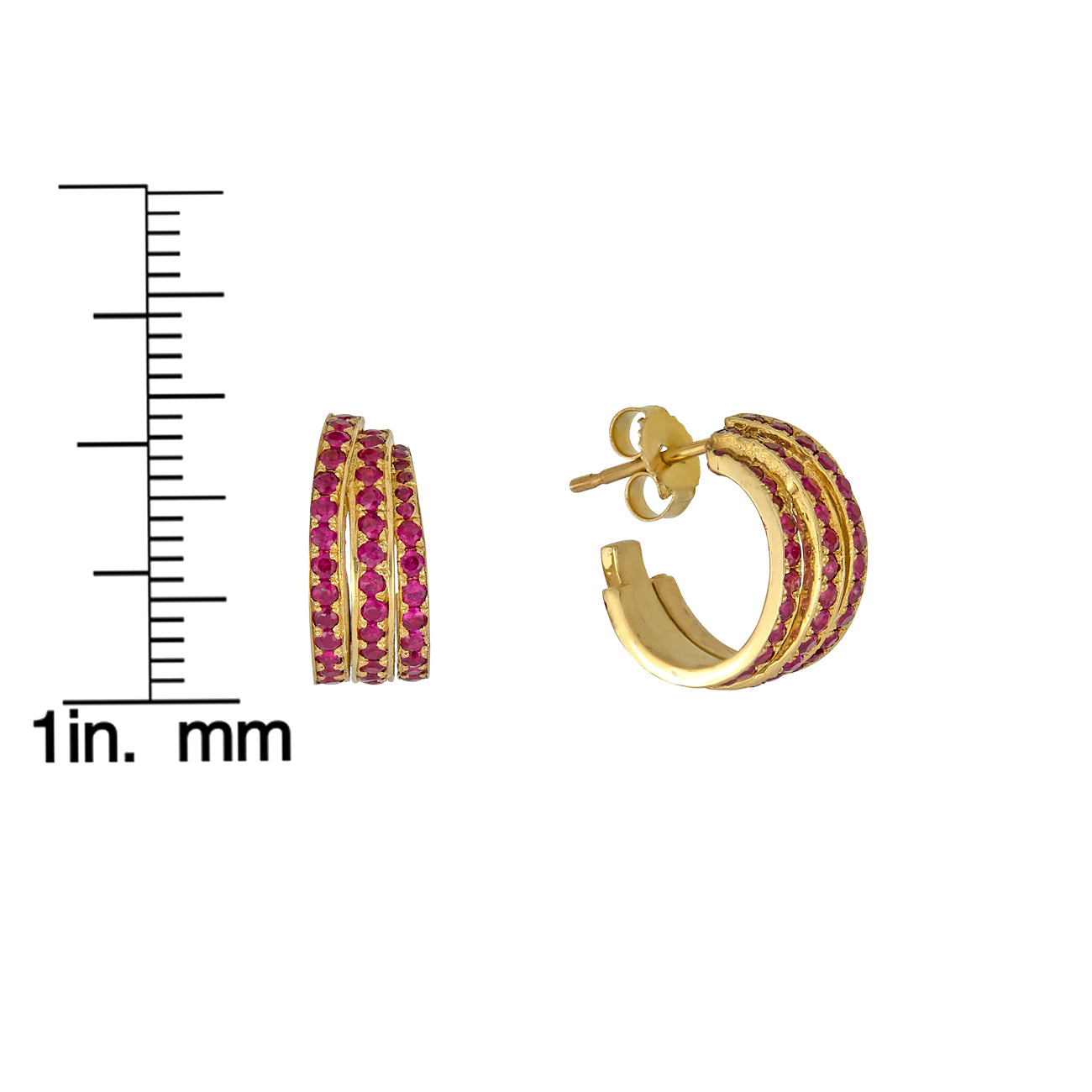 14k gold ruby hoop earrings, 15mm diameter – elegant gemstone hoops by Phoenix Roze