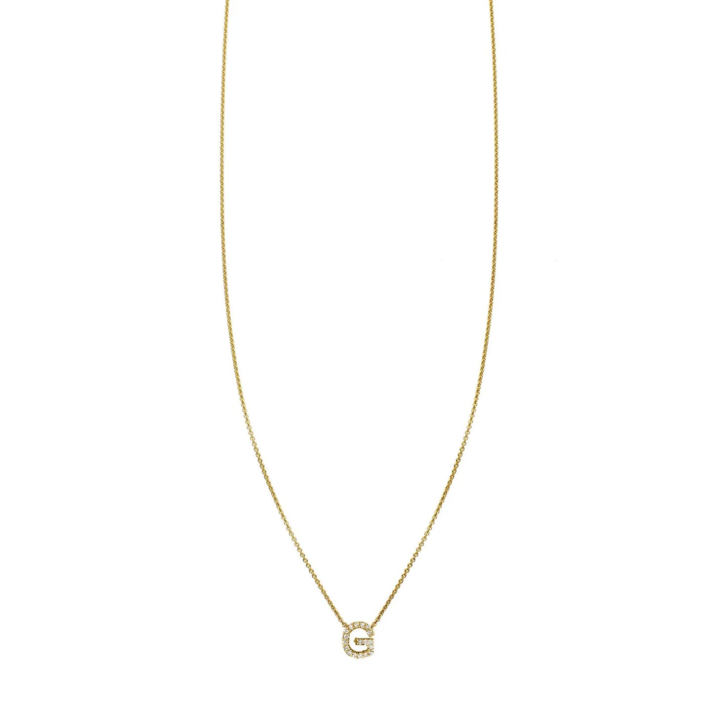 Pave Diamond Letter G Initial Necklace