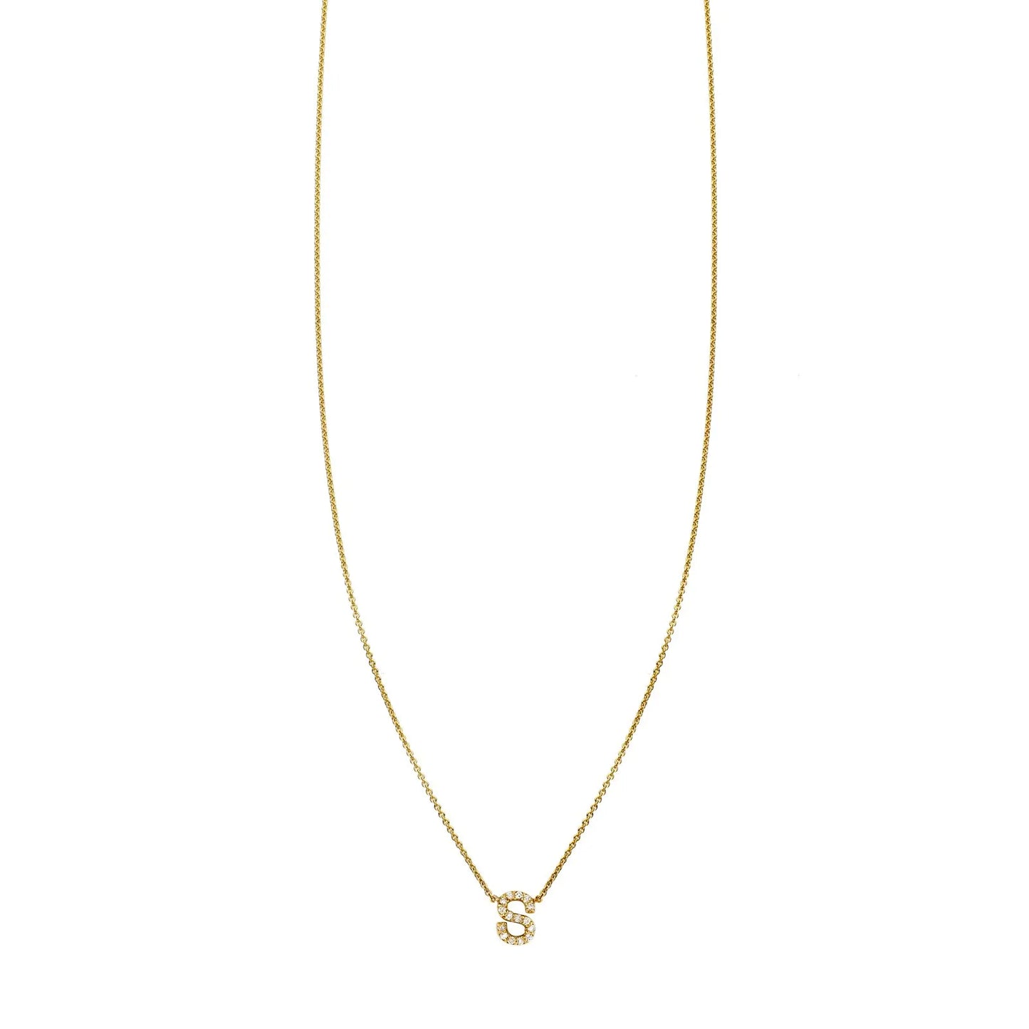Pave Diamond Letter S Initial Necklace