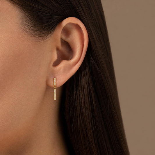 The Linear Pavé Drop Earrings
