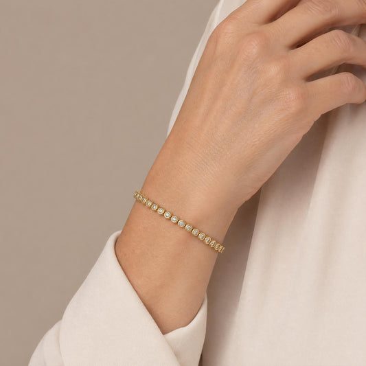 Round Eternity Diamond Bezel Tennis Bracelet