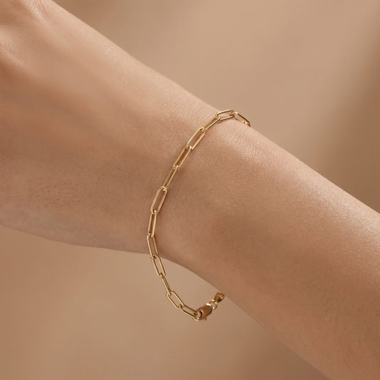14k Gold Paperclip Chain Bracelet