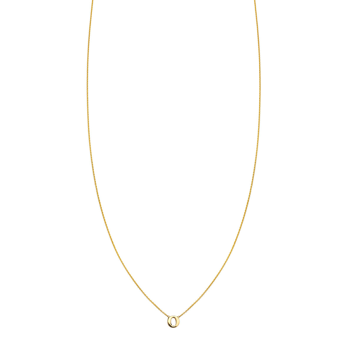 Custom gold necklace with the letter 'O' by Phoenix Roze