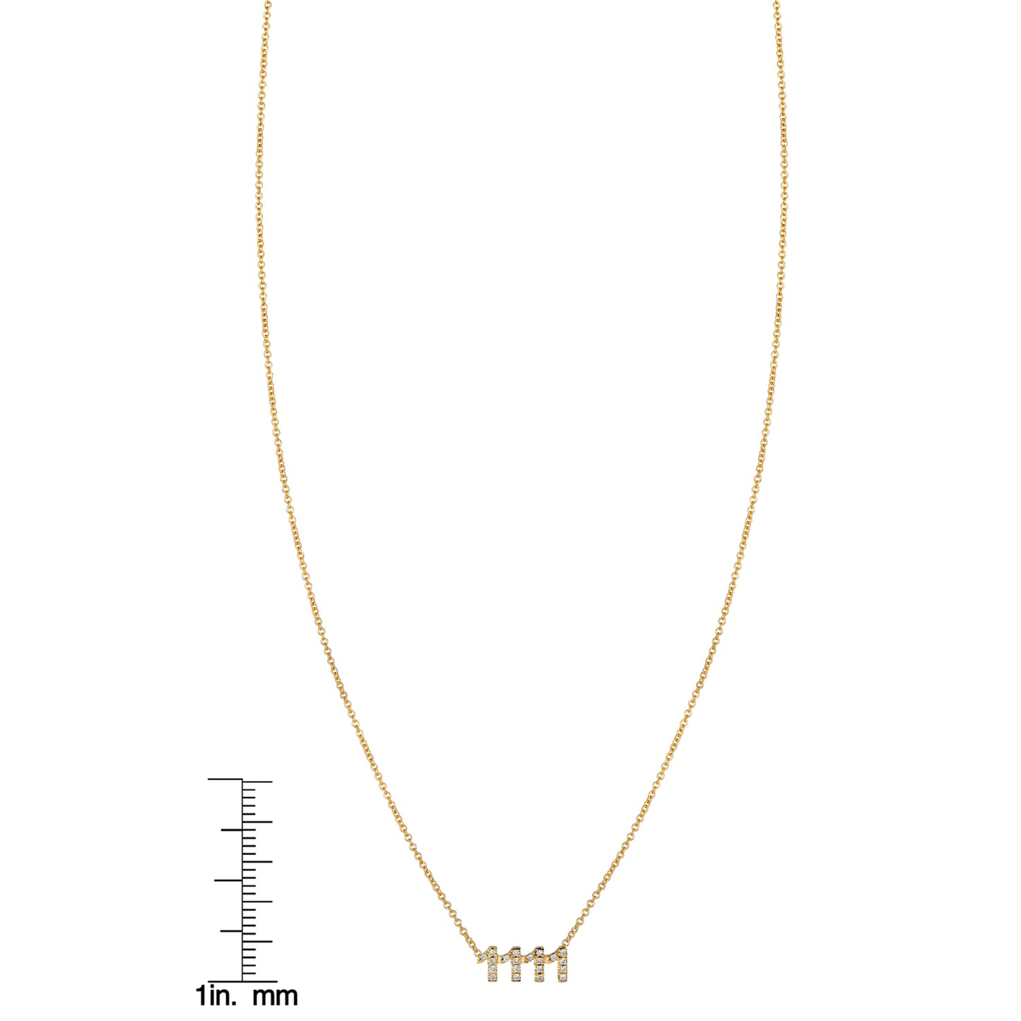 Diamond 1111 angel number necklace on delicate gold chain by Phoenix Roze—spiritual minimalist jewelry gift