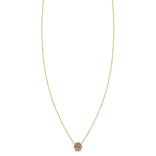 14k gold diamond dog paw print necklace with pavé-set white diamonds, petite 6mm pendant, handcrafted in NYC