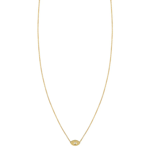 Diamond Protection Amulet: 14K gold evil eye pendant necklace with VS diamond, minimalist 5x9mm protective talisman