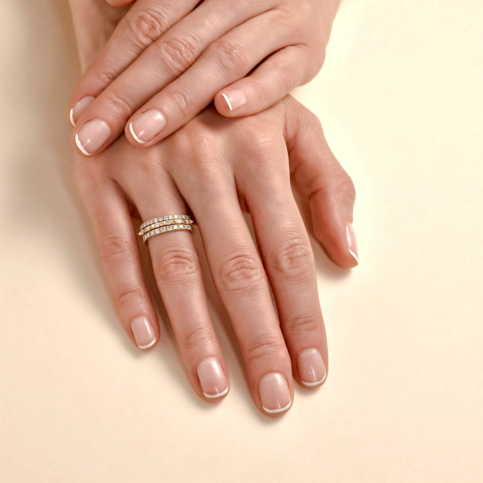 Diamond eternity wedding bands for bride by Phoenix Roze.