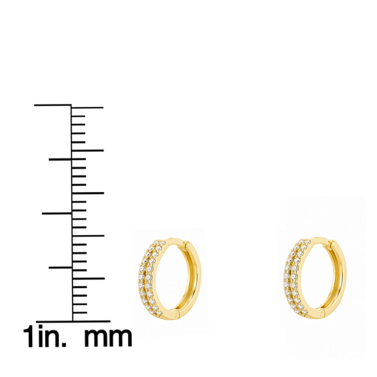 14k Gold Double Pave Diamond Huggie Earrings