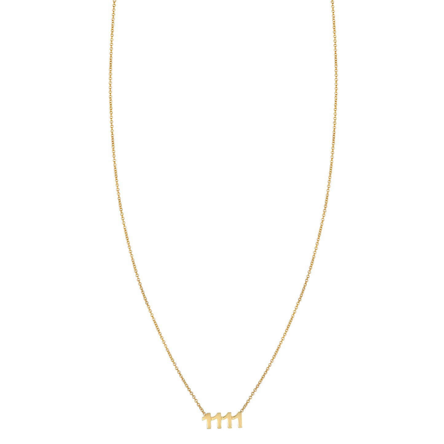 Solid 14k gold 1111 necklace in yellow, white, or rose—angel number pendant handcrafted in NYC