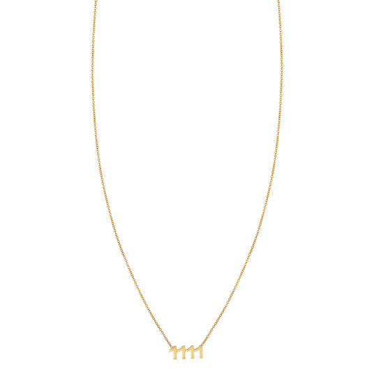 Solid 14k gold 1111 necklace in yellow, white, or rose—angel number pendant handcrafted in NYC