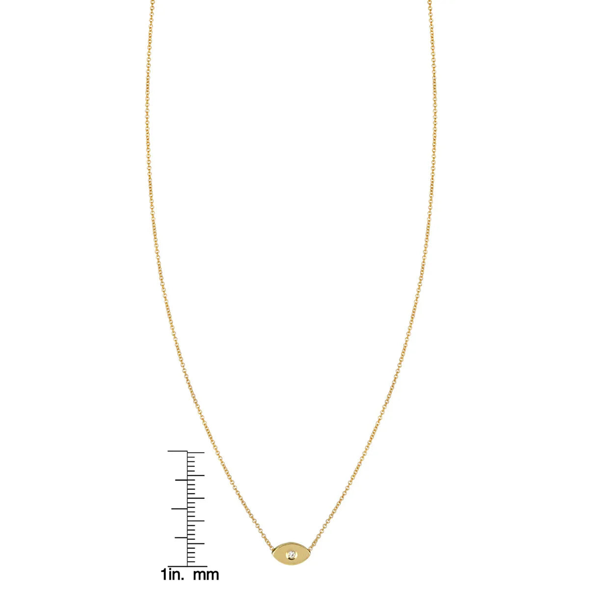 Gold evil eye necklace with blue enamel charm on delicate 14k gold chain, protective amulet jewelry