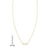 Gold MOM pendant necklace by Phoenix Roze shown beside a ruler for size reference