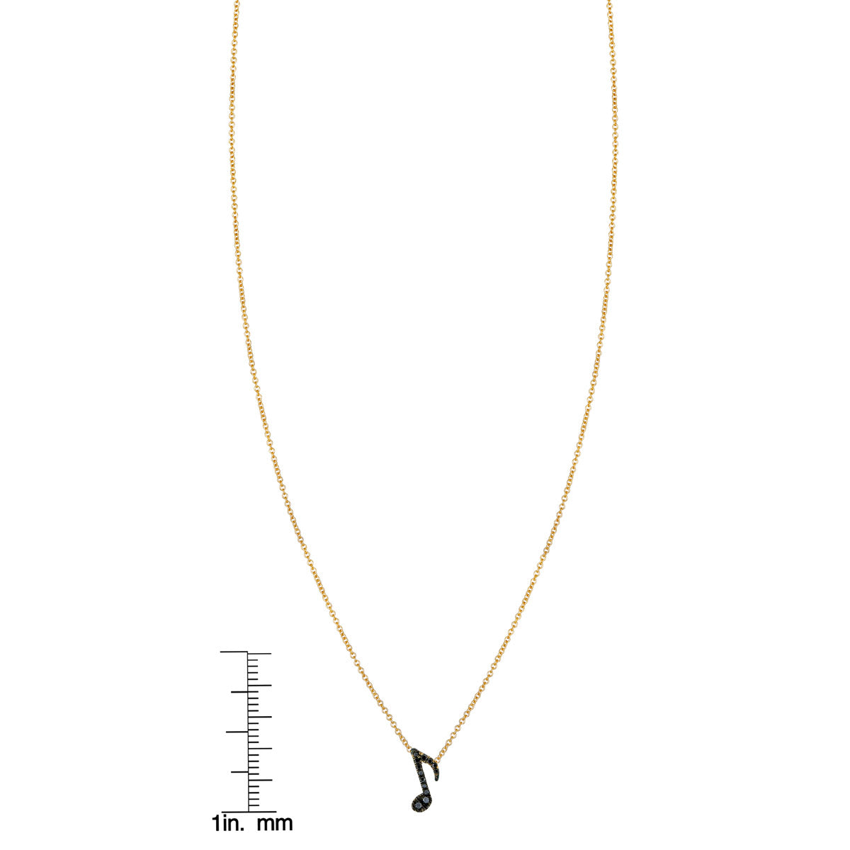 Phoenix Roze gold musical note pendant with black diamond, elegant necklace for music lovers