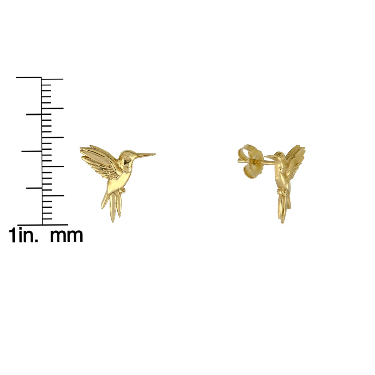 Handmade 14k gold bird stud earrings by Phoenix Roze, delicate minimalist design, artisan fine jewelry