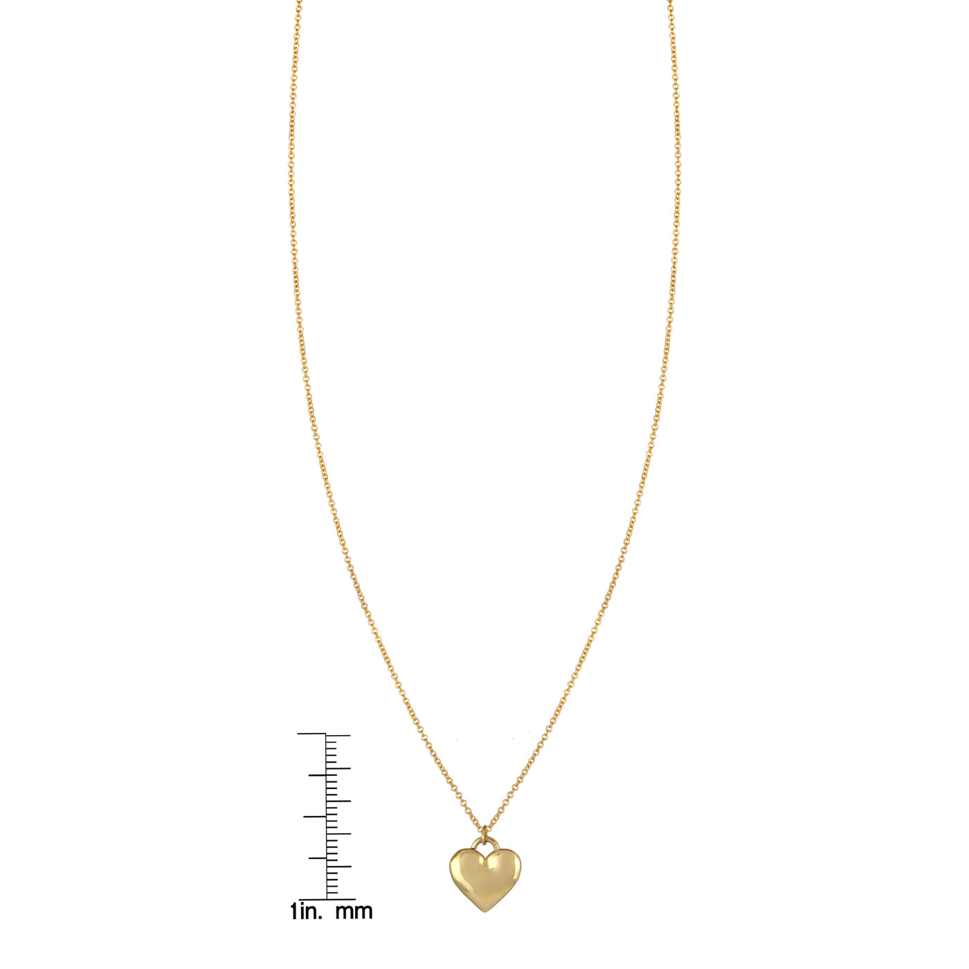 14k gold puffy heart necklace by Phoenix Roze, polished heart pendant on delicate chain, romantic gift