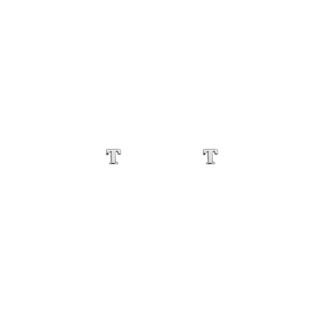 Sterling silver initial stud earrings featuring the letter T