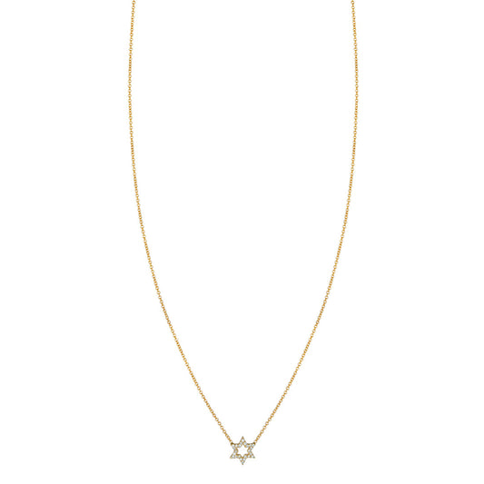 Tiny diamond Star of David necklace in 14k gold, delicate pendant available in yellow, white or rose gold, handcrafted in NYC