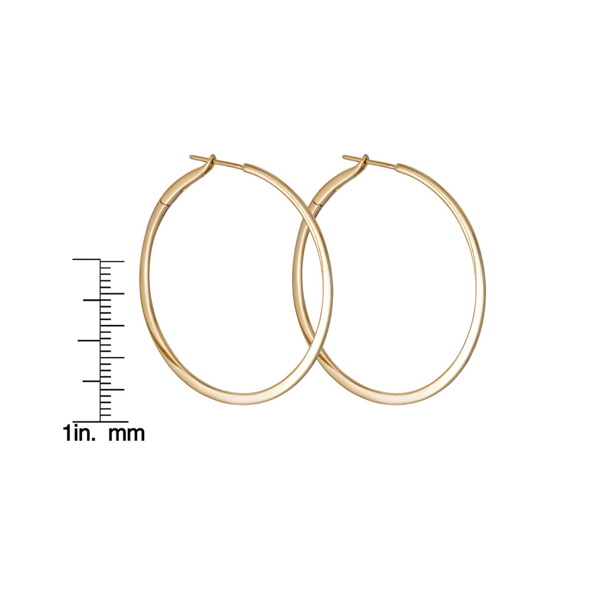 1 inch half gold skinny gold hoop earrings sideview