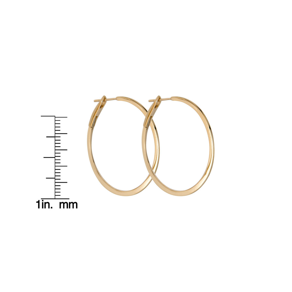 1 inch quarter gold skinny gold hoop earrings side view