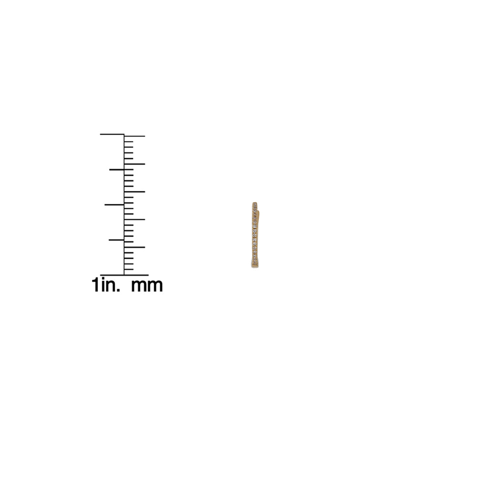 12mm diamond huggie gold hoop earring next to ruler for size reference