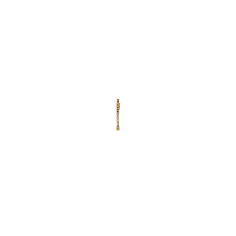 12mm diamond huggie gold hoop earring in 14k yellow gold, delicate sparkle for everyday wear by Phoenix Roze
