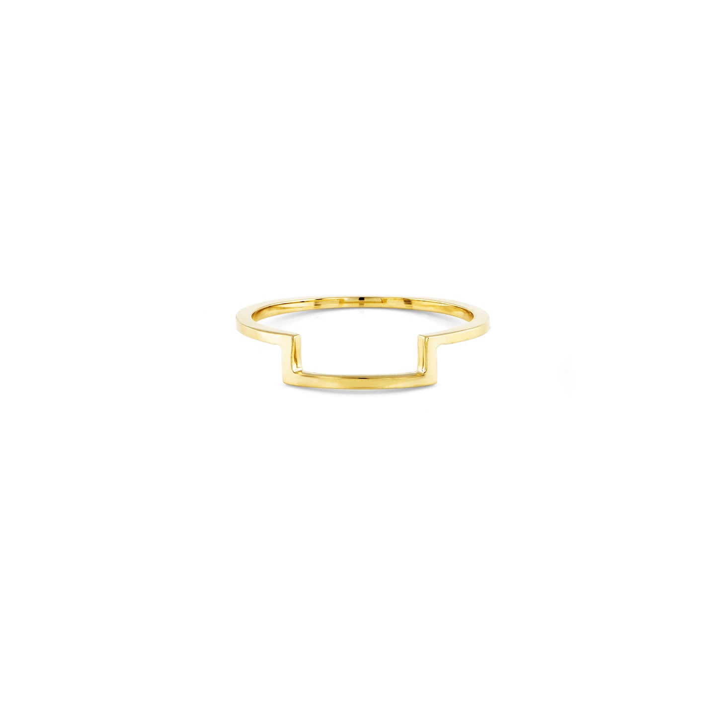 14k gold half square outline airy ring, modern geometric, high-polish, stackable design by Phoenix Roze