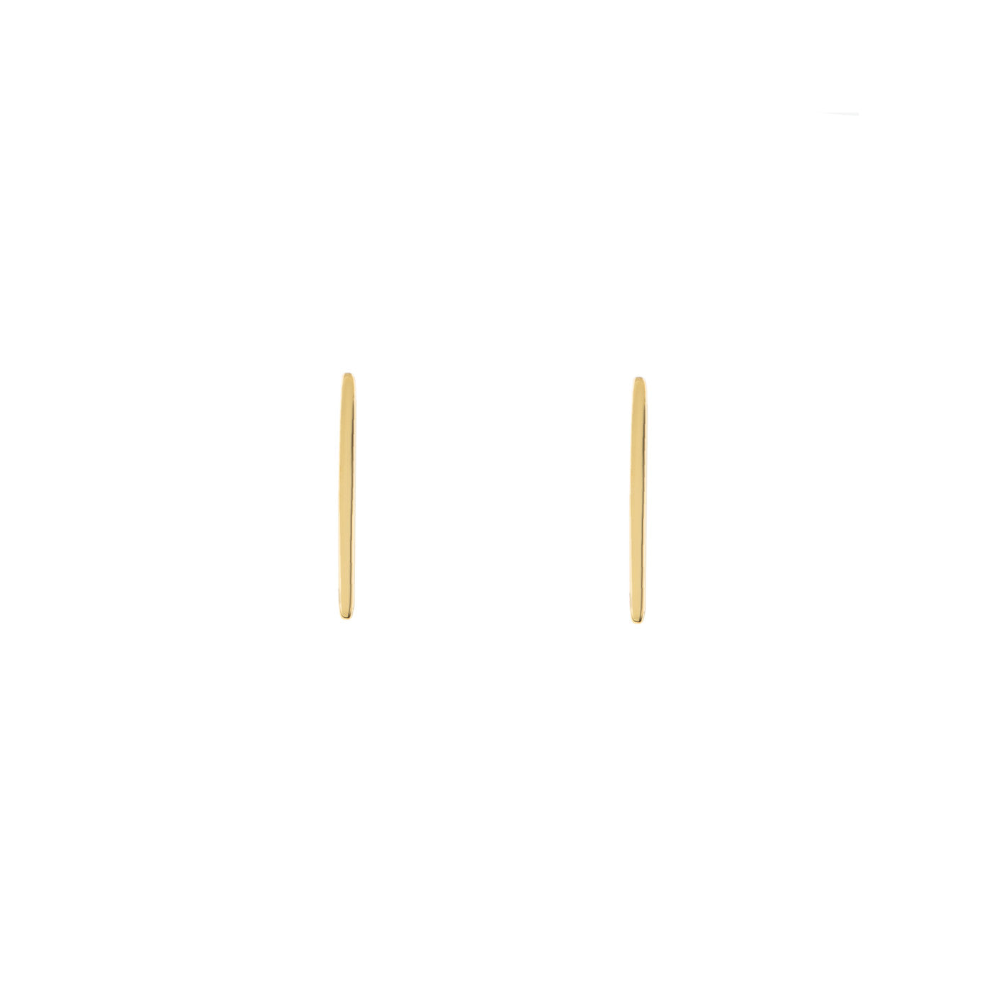 14mm Gold Staple Stud Earrings in 14K Yellow, White & Rose Gold, minimalist elongated design, hand-polished