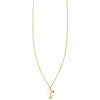 3D tiny baby cross charm necklace in solid 14k yellow gold, handcrafted in New York City; classic faith jewelry
