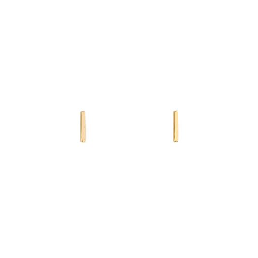 7mm 14k gold staple stud earrings in yellow, white or rose — minimalist, handcrafted in NYC for everyday elegance