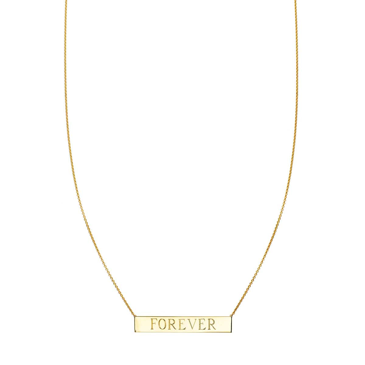 14k yellow gold personalized nameplate bar necklace on chain, up to 9 characters, handcrafted in NYC - Phoenix Roze