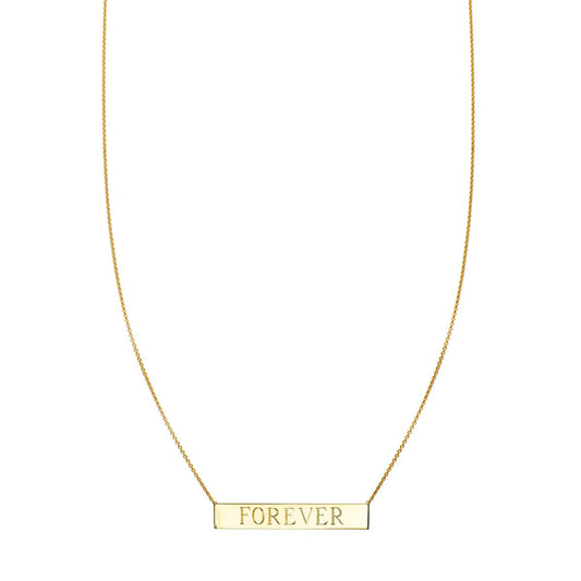 14k yellow gold personalized nameplate bar necklace on chain, up to 9 characters, handcrafted in NYC - Phoenix Roze