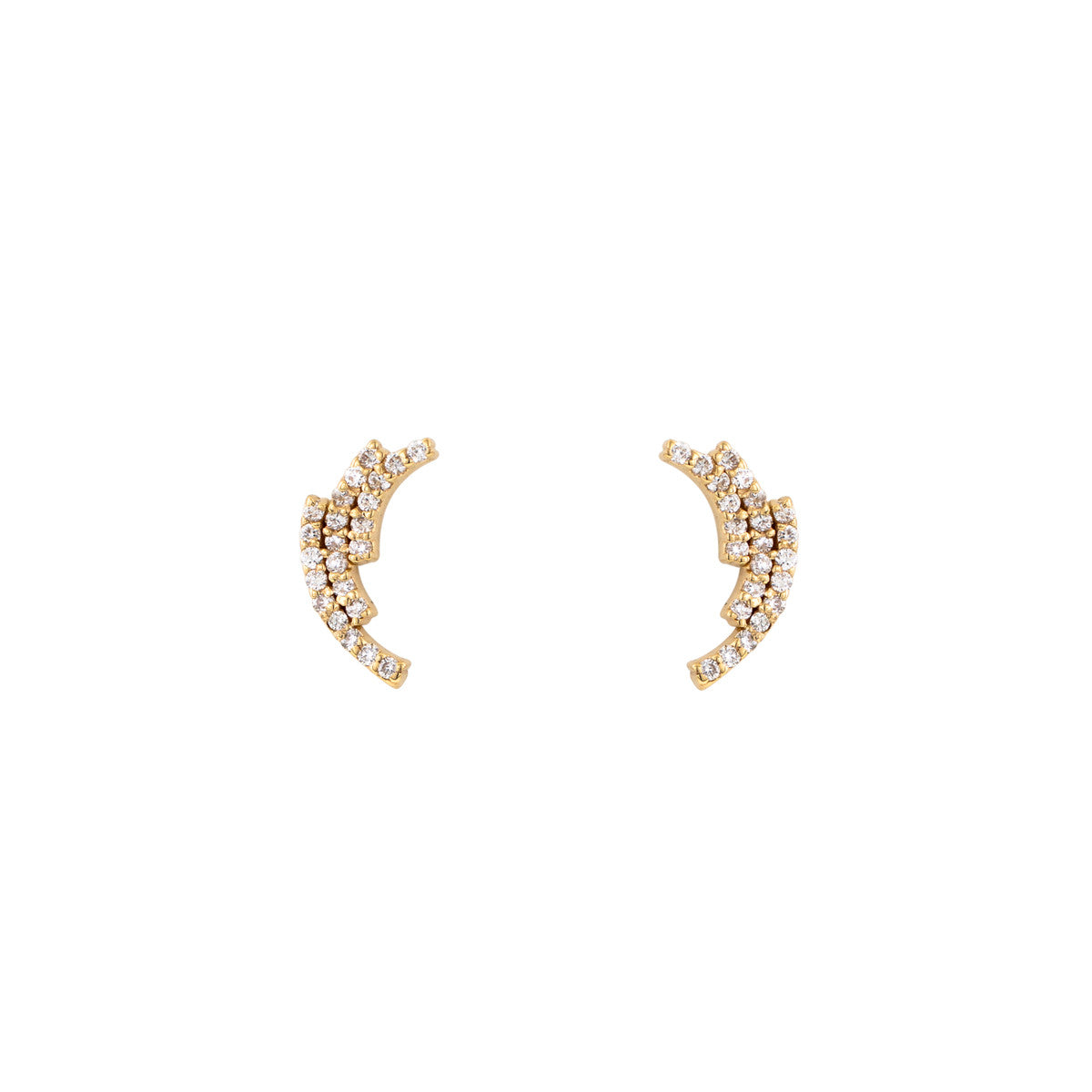 White diamond laurel earrings in 14k yellow, white or rose gold; pavé-set brilliance, victory-inspired wreath design.