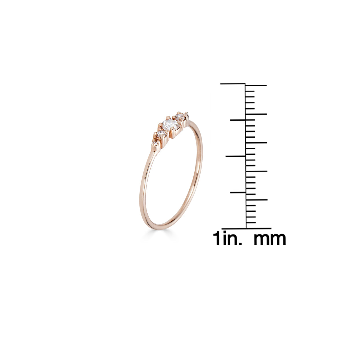 Tiny Five Diamond Crown Ring – delicate crown band with five brilliant diamonds by Phoenix Roze