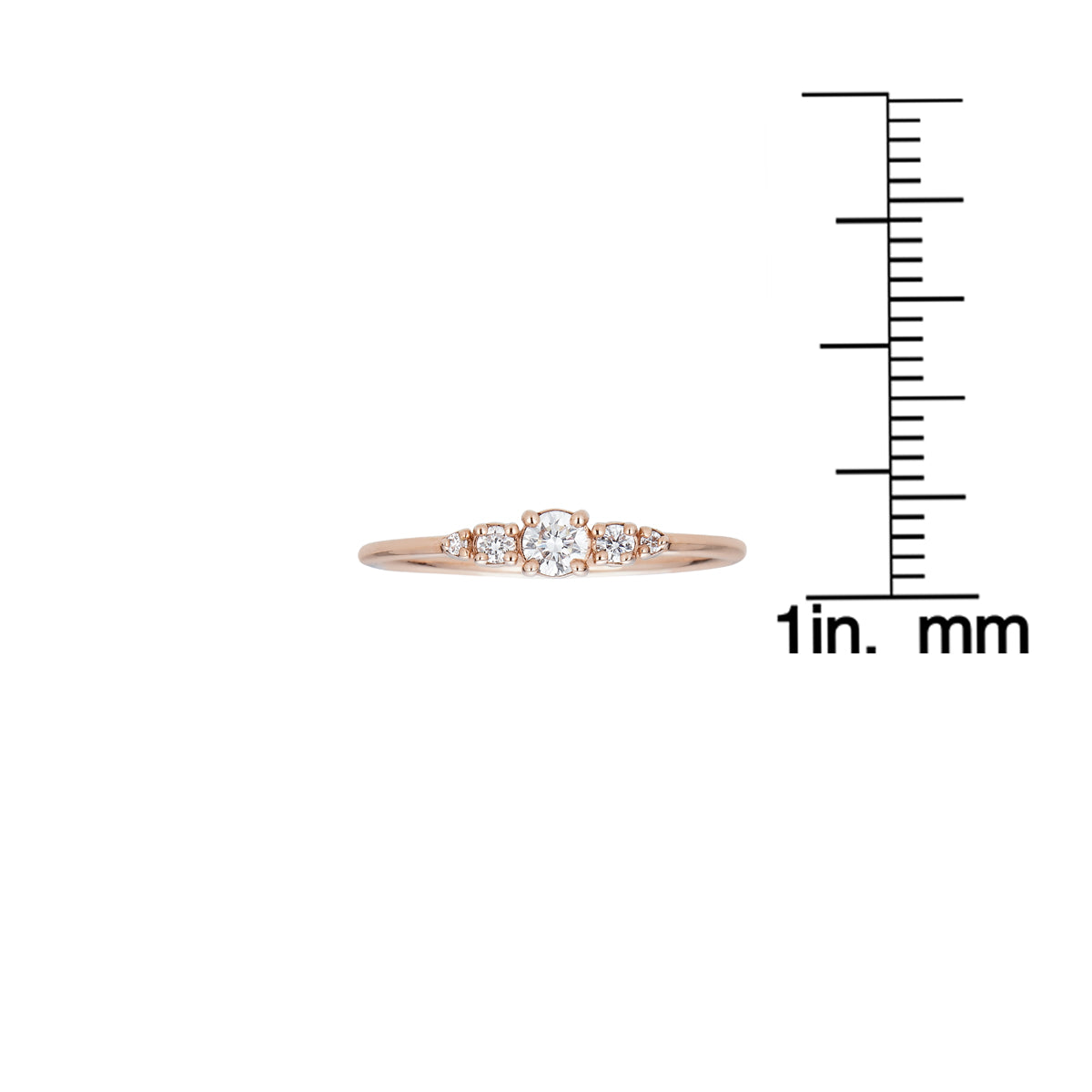Tiny five diamond crown ring, dainty stackable gold band by Phoenix Roze