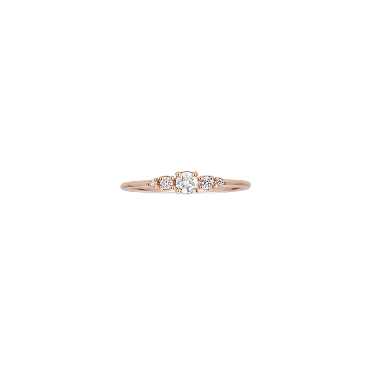 Tiny Five Diamond Crown Ring in 14k gold, tiara-inspired delicate band, princess-worthy sparkle.