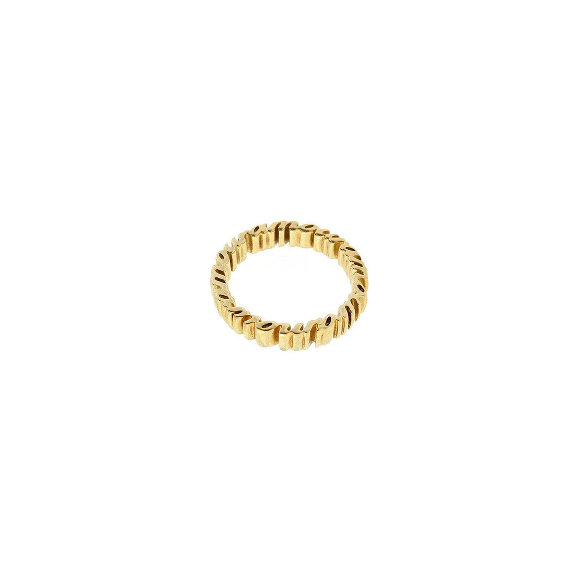 Amour word ring in solid 14k gold—French love script ring, delicate openwork, handmade in NYC, perfect for stacking.
