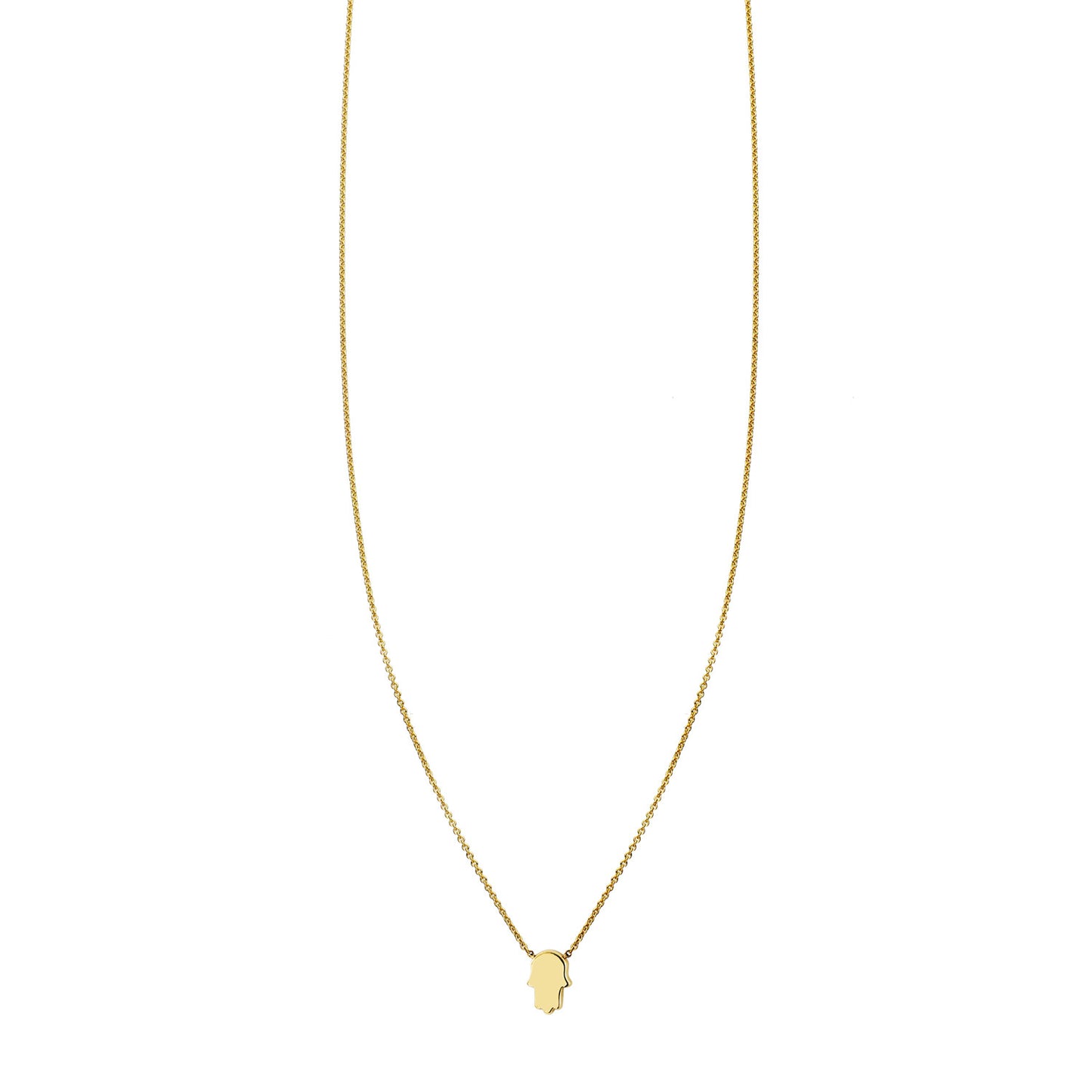 Baby Hamsa mini charm necklace in solid 14k gold, protective evil eye talisman, handcrafted in NYC by Phoenix Roze