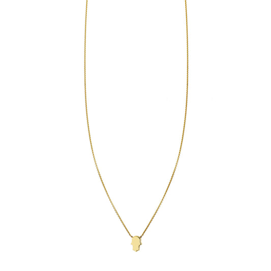 Baby Hamsa mini charm necklace in solid 14k gold, protective evil eye talisman, handcrafted in NYC by Phoenix Roze
