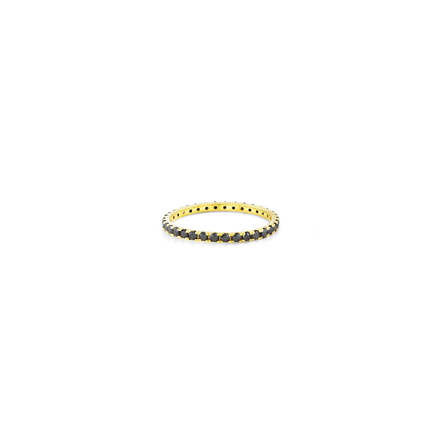 1pt black diamond eternity band in 14K yellow gold, handmade in NYC; bold, refined stacking ring by Phoenix Roze