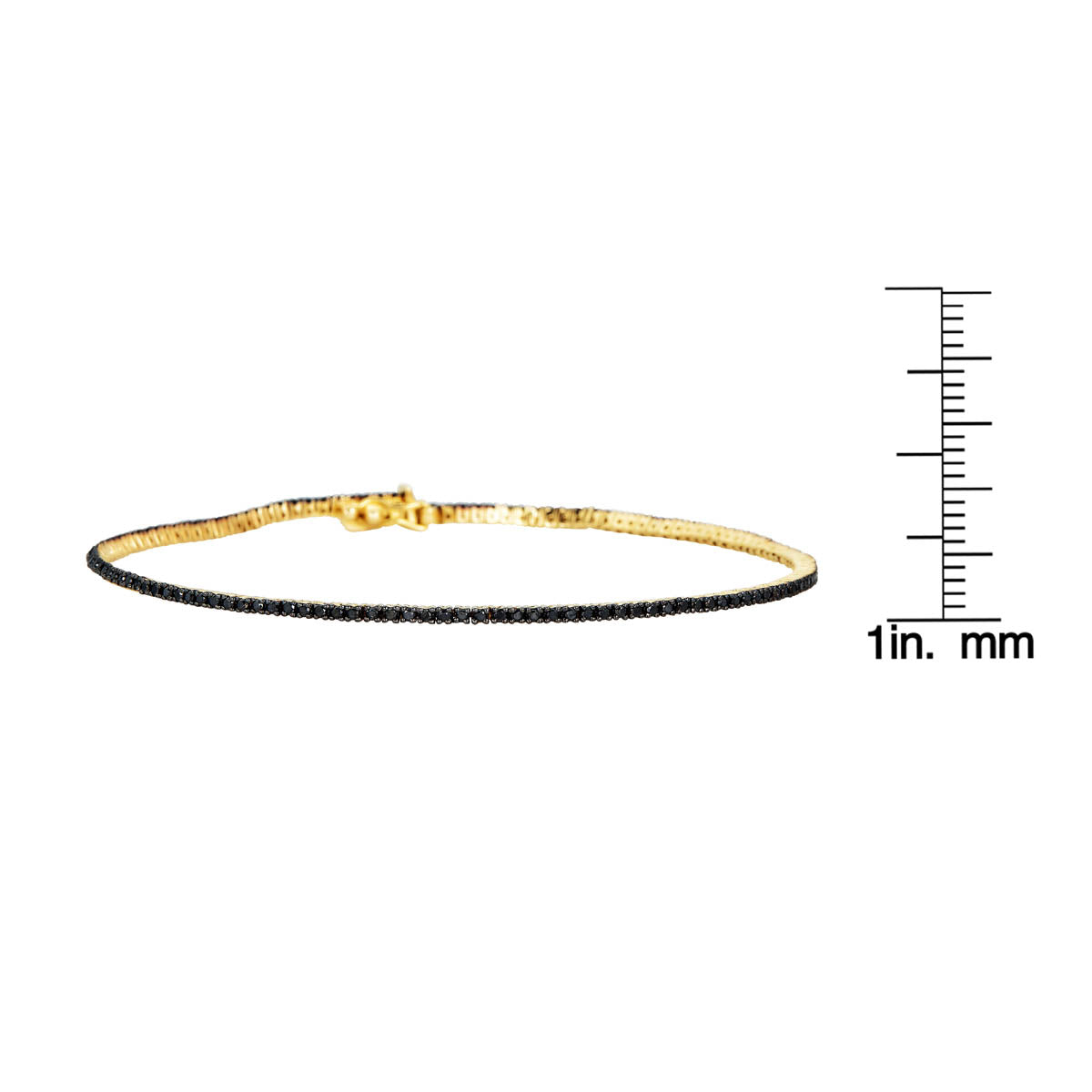Phoenix Roze black diamond eternity bracelet with ruler for size reference