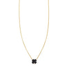 9mm black diamond four-leaf clover pendant on gold chain—Irish lucky charm necklace