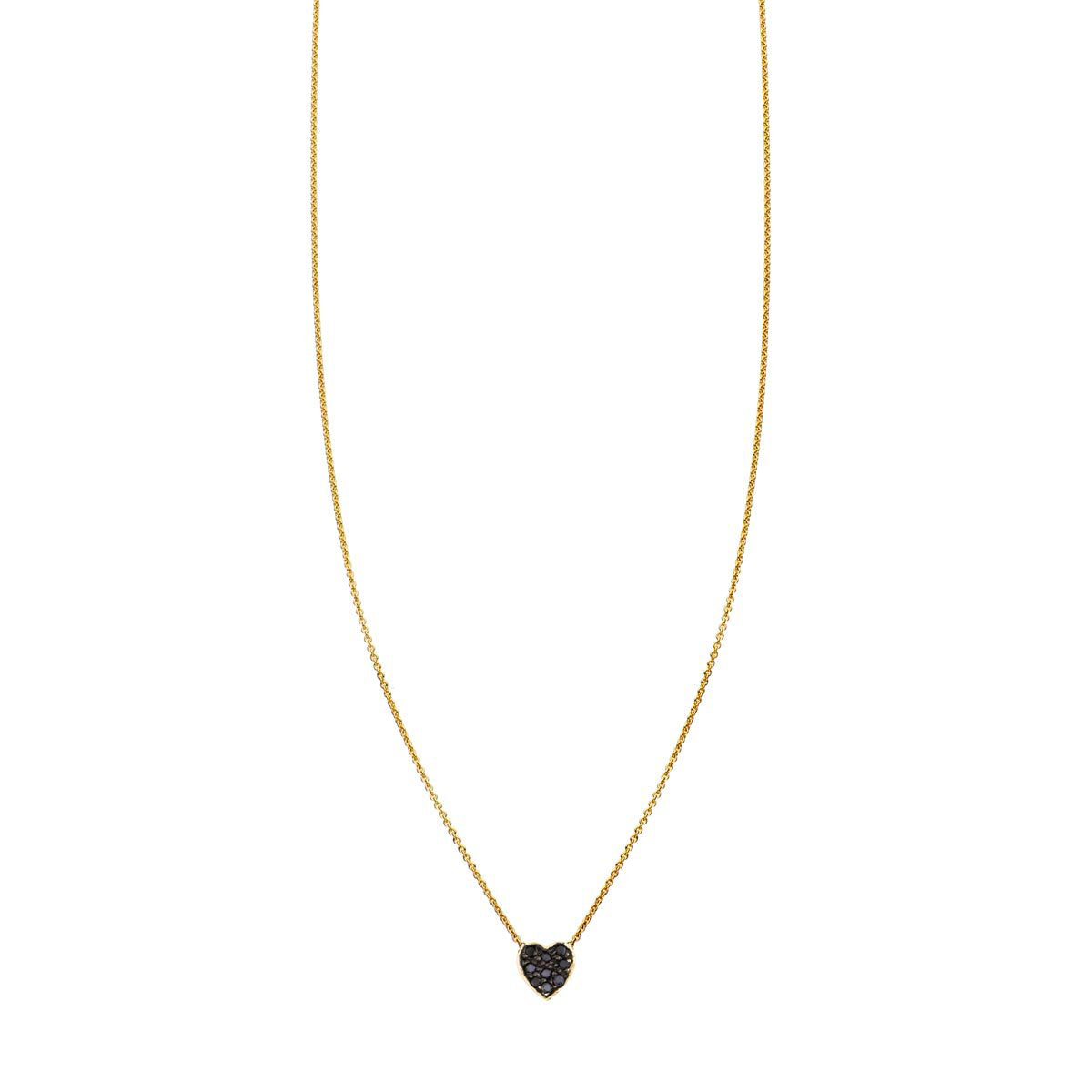 Handcrafted 6mm black diamond heart pendant necklace in 14K yellow, white, or rose gold