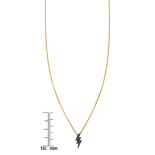 Small Black Diamond Lightning Bolt Necklace