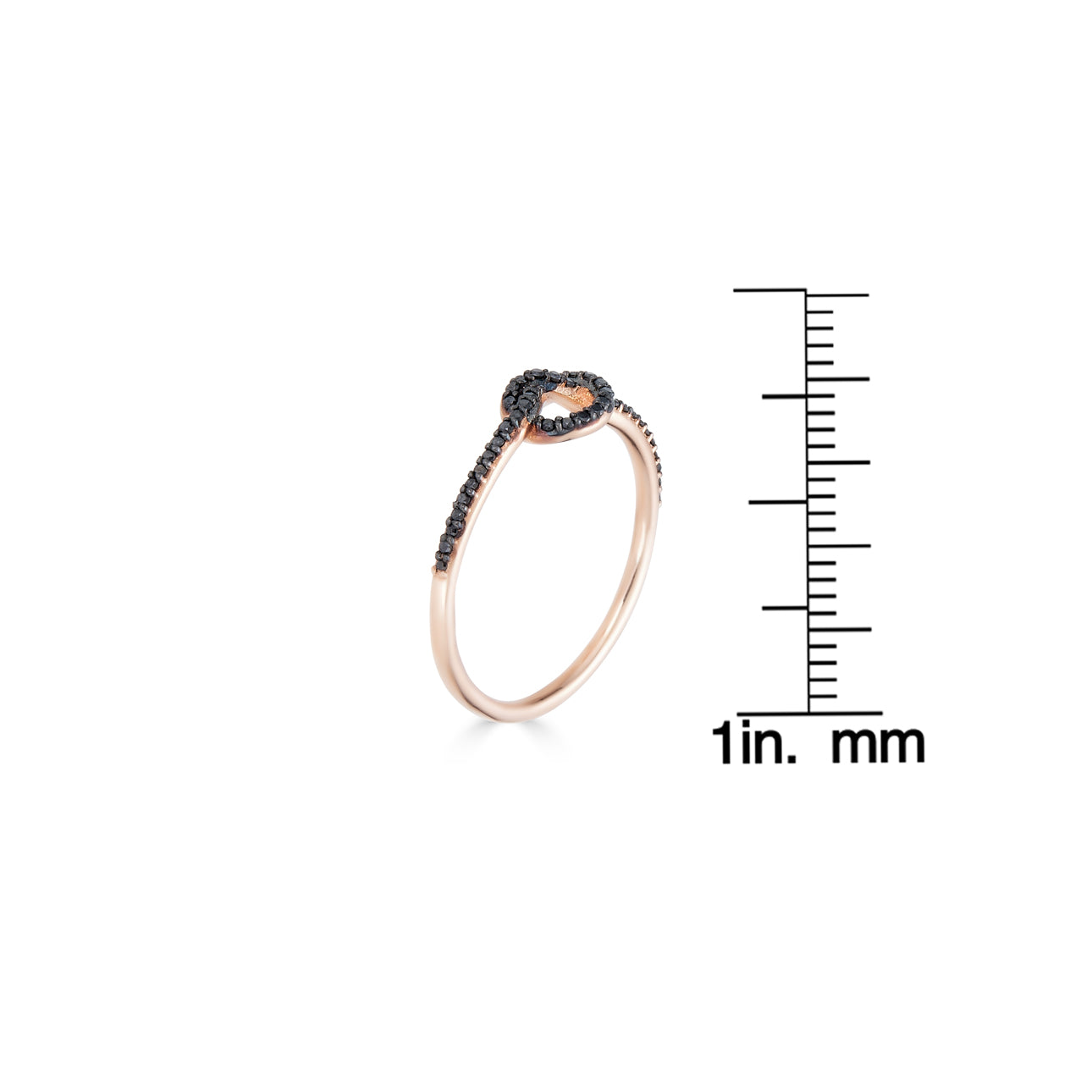 Black diamond love knot ring, elegant intertwined design, modern fine jewelry by Phoenix Roze