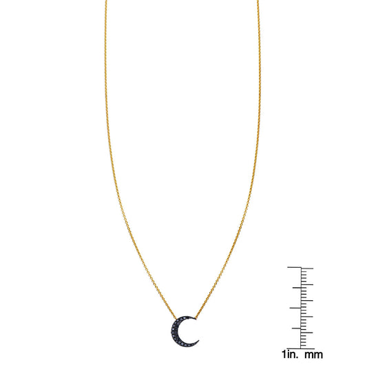 Black Diamond Moon Pendant Necklace