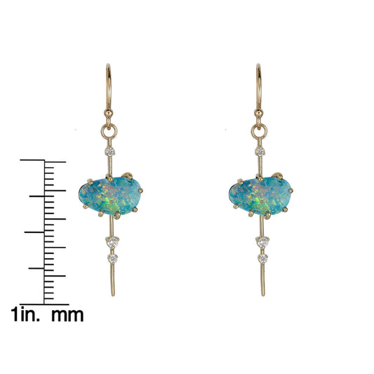Boulder Opal & Diamond Pendulum Earrings