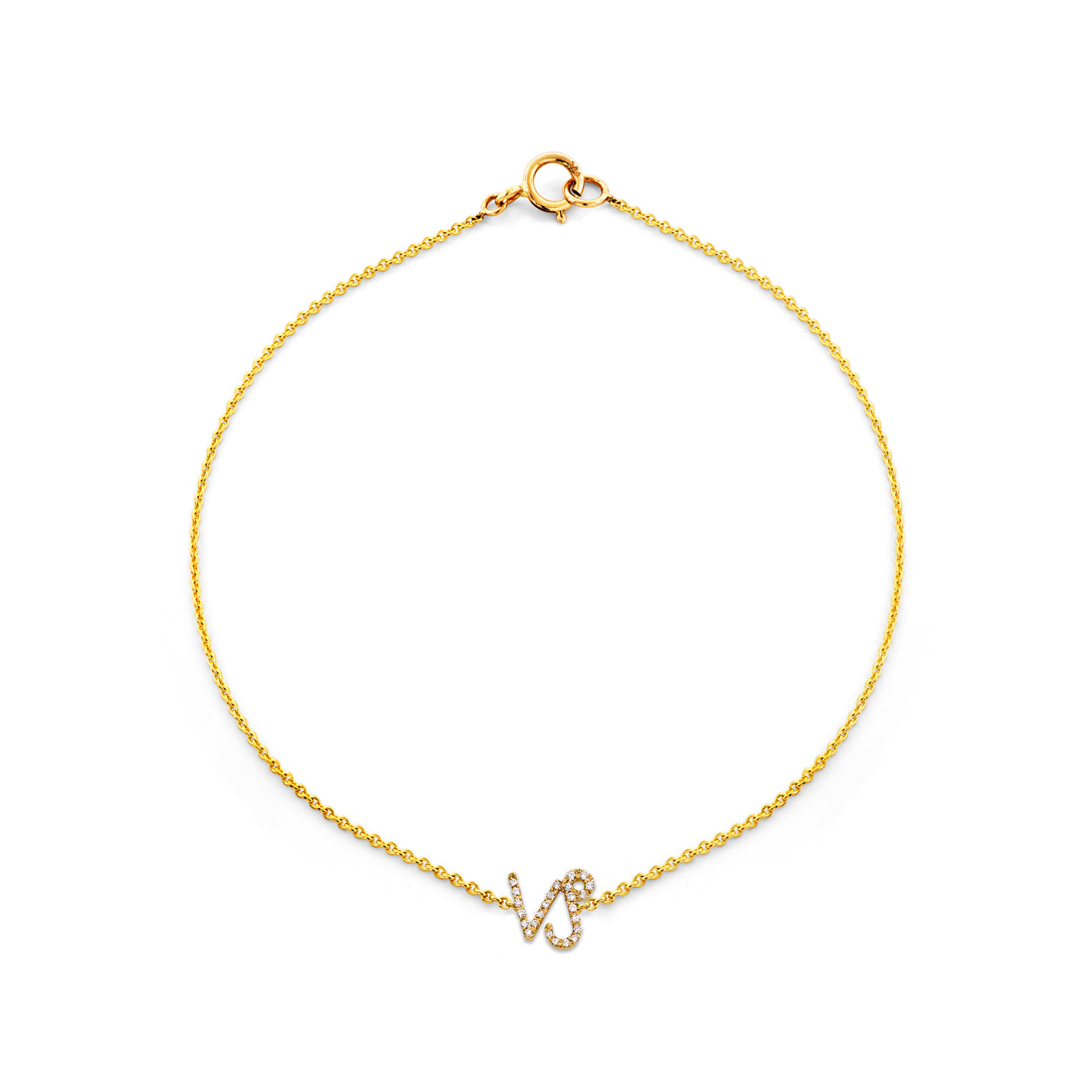 Capricorn diamond zodiac bracelet in 14k gold by Phoenix Roze, 7mm sea-goat constellation charm with diamond accents