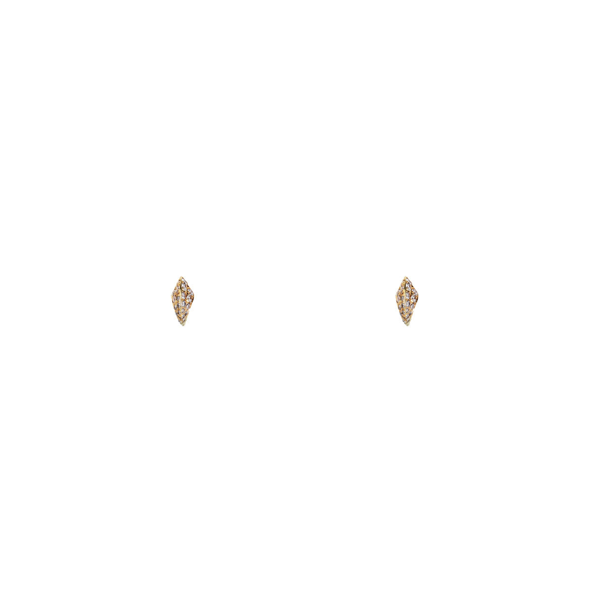 Phoenix Roze 14k gold Cat’s Claw stud earrings with pavé white diamonds, in yellow, white, or rose gold.